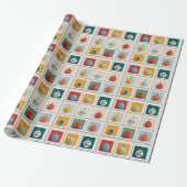 Raster aus hellen Weihnachtsbaum-Icons Geschenkpapier (Ungerollt)