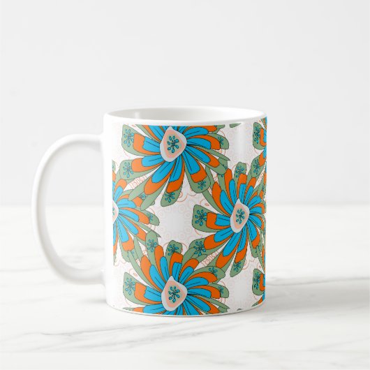 Raster Blumenmuster mit abstrakten Blume. Abstr Kaffeetasse (Links)