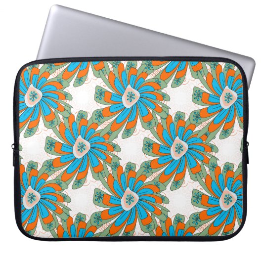 Raster Blumenmuster mit abstrakten Blume. Abstr Laptopschutzhülle (Vorderseite)