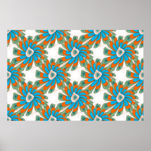 Raster Blumenmuster mit abstrakten Blume. Abstr Poster