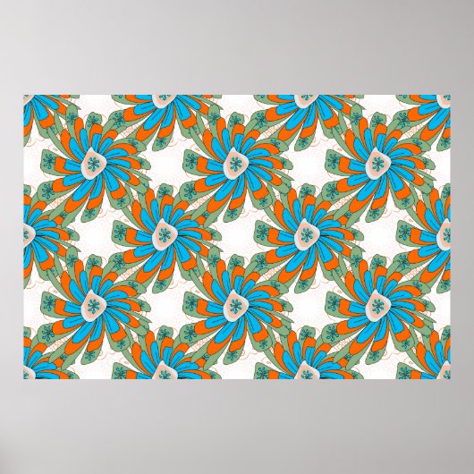 Raster Blumenmuster mit abstrakten Blume. Abstr Poster (Vorne)