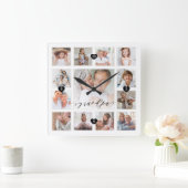 Raster-Collage für Großbuchstaben der Foto-Familie Quadratische Wanduhr (Zuhause)