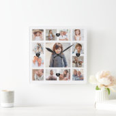 Raster-Collage & Hearts-Keepake für das Foto Famil Quadratische Wanduhr (Zuhause)