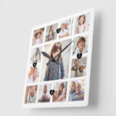 Raster-Collage & Hearts-Keepake für das Foto Famil Quadratische Wanduhr (Winkel)