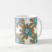 Raster Floral Abstrakt Textil Print Kaffeetasse (VorderseiteRechts)
