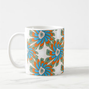 Raster Floral Abstrakt Textil Print Kaffeetasse