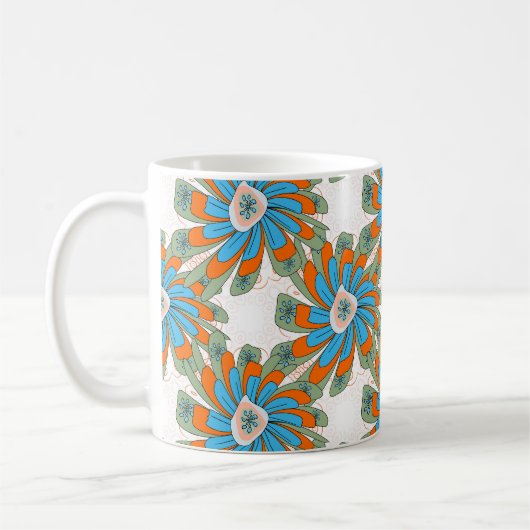 Raster Floral Abstrakt Textil Print Kaffeetasse (Links)