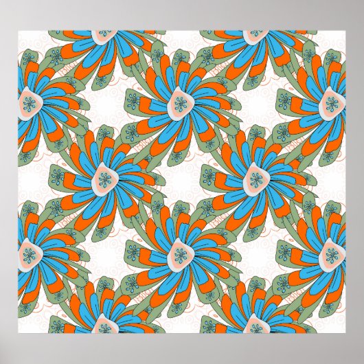 Raster Floral Abstrakt Textil Print Poster (Vorne)