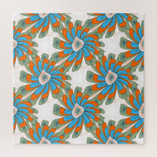 Raster Floral Abstrakt Textil Print Puzzle (Vertikal)