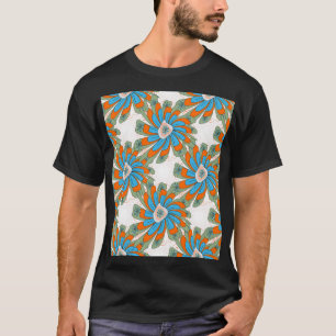Raster Floral Abstrakt Textil Print T-Shirt