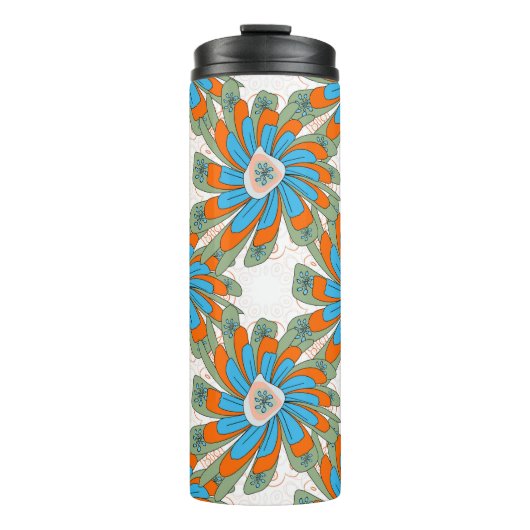 Raster Floral Abstrakt Textil Print Thermosbecher (Vorderseite)