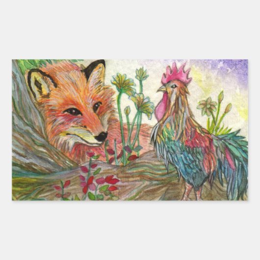 Raster und Fox Rechteckiger Aufkleber (Vorderseite)