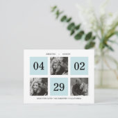 Rasterkollage | Blau | SAVE THE DATE Ankündigungspostkarte (Stehend Vorderseite)