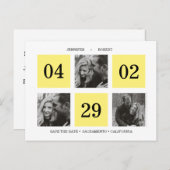 Rasterkollage | Gelb | SAVE THE DATE Ankündigungspostkarte (Vorne/Hinten)