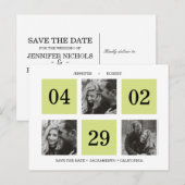 Rasterkollage | Grün | SAVE THE DATE Ankündigungspostkarte (Vorne/Hinten)