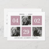 Rasterkollage | Malvenfarben | Datum freihalten Ankündigungspostkarte (Vorne/Hinten)