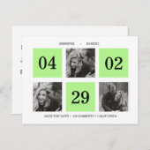 Rasterkollage | Neon Green | SAVE THE DATE Ankündigungspostkarte (Vorne/Hinten)