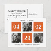 Rasterkollage | Orange | Datum freihalten Ankündigungspostkarte (Vorne/Hinten)