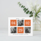 Rasterkollage | Orange | Datum freihalten Ankündigungspostkarte (Stehend Vorderseite)