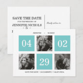 Rasterkollage | Türkis | SAVE THE DATE Ankündigungspostkarte (Vorne/Hinten)