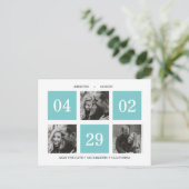 Rasterkollage | Türkis | SAVE THE DATE Ankündigungspostkarte (Stehend Vorderseite)