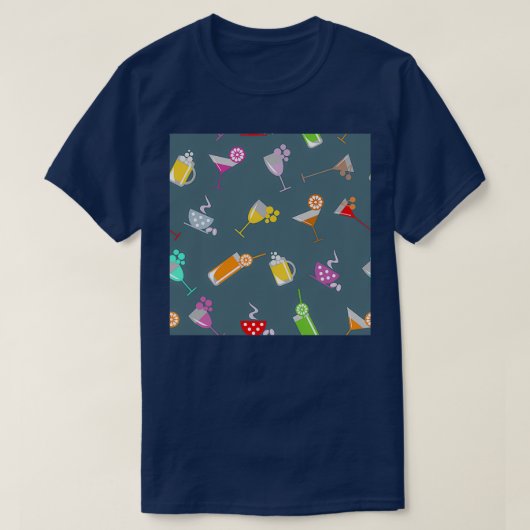 Rastermuster mit Cocktail-Glas-Bier T-Shirt (Design vorne)