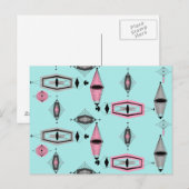 Rasterrosa und graues Muster Postkarte (Vorne/Hinten)