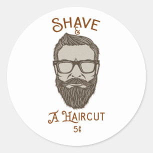Rasur & Ein Haarschnitt Retro-Barbier-Shop-Grafikt Runder Aufkleber