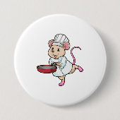 Rat als Koch mit Pan & Cooking Hut Button (Vorderseite)