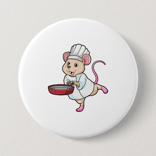 Rat als Koch mit Pan & Cooking Hut Button (Vorderseite)