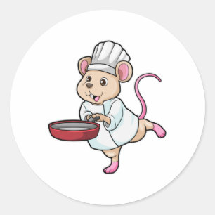 Rat als Koch mit Pan & Cooking Hut Runder Aufkleber