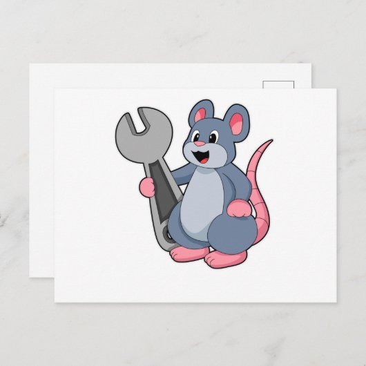 Rat als Mechaniker mit Wrench Postkarte (Vorne/Hinten)