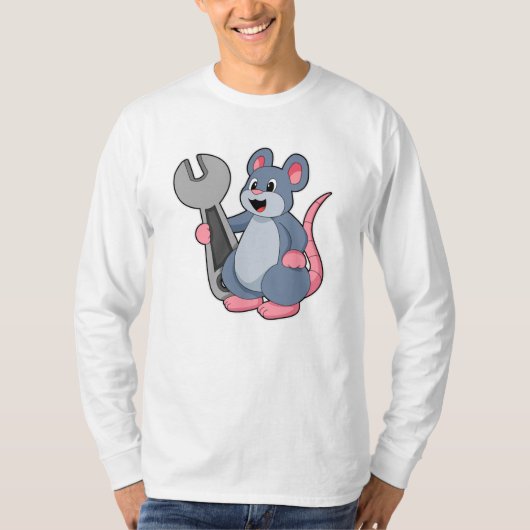 Rat als Mechaniker mit Wrench T-Shirt (Vorderseite)
