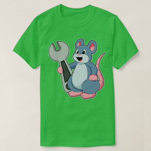 Rat als Mechaniker mit Wrench T-Shirt (Design vorne)