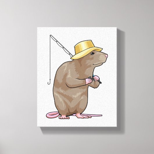 Rat at Fishing with Fishing rod Leinwanddruck (Vorderseite)