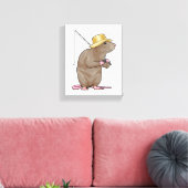 Rat at Fishing with Fishing rod Leinwanddruck (Insitu (Wohnzimmer))
