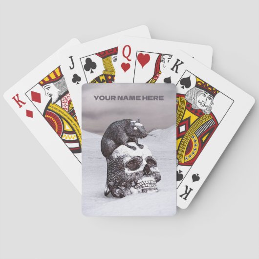 Rat auf dem Schädel im Schnee Spielkarten (Rückseite)