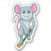 Rat auf Hockey mit Hockey-Fledermaus Aufkleber (Vorderseite)