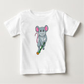 Rat auf Hockey mit Hockey-Fledermaus Baby T-shirt (Vorderseite)