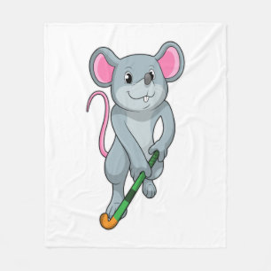 Rat auf Hockey mit Hockey-Fledermaus Fleecedecke