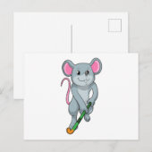 Rat auf Hockey mit Hockey-Fledermaus Postkarte (Vorne/Hinten)
