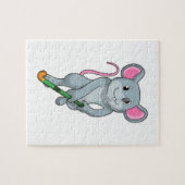 Rat auf Hockey mit Hockey-Fledermaus Puzzle (Horizontal)