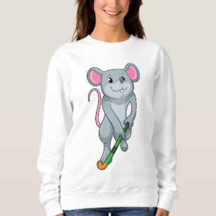 Rat auf Hockey mit Hockey-Fledermaus Sweatshirt