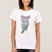 Rat auf Hockey mit Hockey-Fledermaus T-Shirt (Vorderseite)