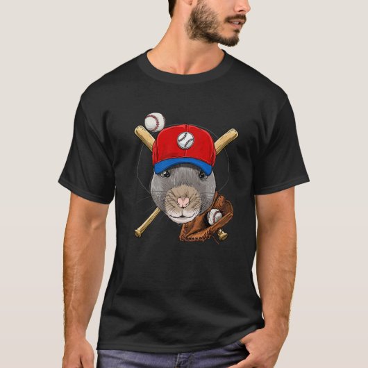 Rat Baseball Rat Lovers Baseball Player T-Shirt (Vorderseite)