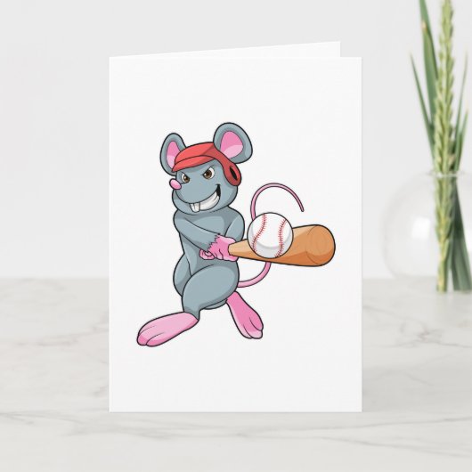 Rat bei Baseball mit Baseball Fledermaus und Helm Karte (Vorderseite)