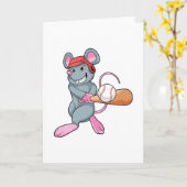Rat bei Baseball mit Baseball Fledermaus und Helm Karte (Gelbe Blume)