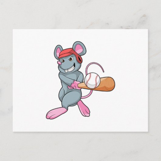 Rat bei Baseball mit Baseball Fledermaus und Helm Postkarte (Vorderseite)
