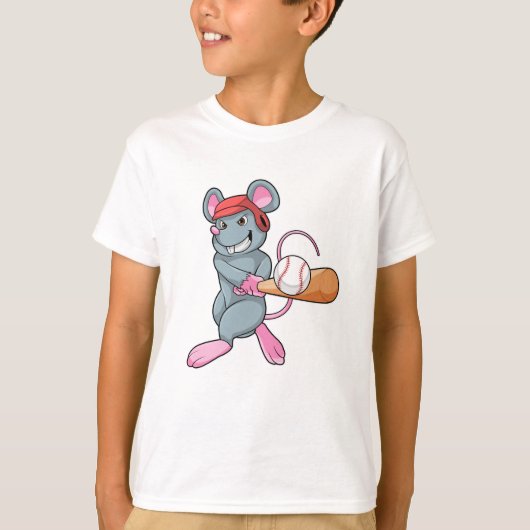 Rat bei Baseball mit Baseball Fledermaus und Helm T-Shirt (Vorderseite)