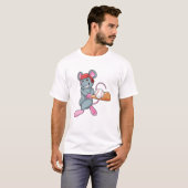 Rat bei Baseball mit Baseball Fledermaus und Helm T-Shirt (Vorne ganz)